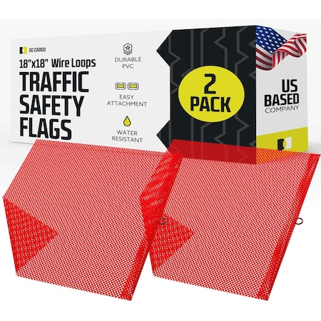 Dc Cargo Red Safety Flag with Wire Loop, 2PK SFWLR-2